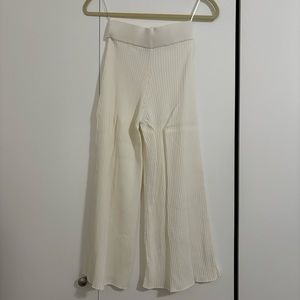 Princess Polly White Ribbed Wide Leg Crop Pants